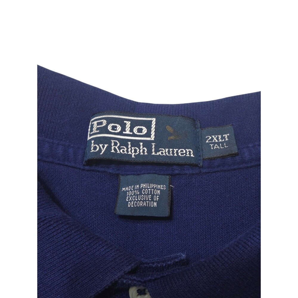 Polo Ralph Lauren Shirt Mens 2XLT Navy Lime Green Pony Preppy Tall G6.1 - Picture 4 of 10